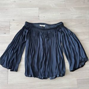 Halston Heritage Slate Blue Smocked Top